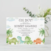 Dinosaur Baby shower Invitation Kaart (Staand voorkant)