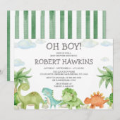 Dinosaur Baby shower Invitation Kaart (Voorkant / Achterkant)