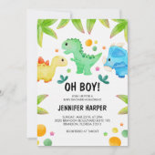Dinosaur Baby shower Invitation Sjabloon, EDITABLE Kaart (Voorkant)