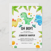 Dinosaur Baby shower Invitation Sjabloon, EDITABLE Kaart (Voorkant / Achterkant)