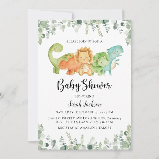 Dinosaur Baby Shower Invitations (Devant)
