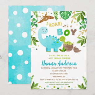 Dinosaur Baby Shower Invitations Baby Boy Dino Kaart