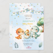 Dinosaur Baby shower Kaart (Voorkant / Achterkant)