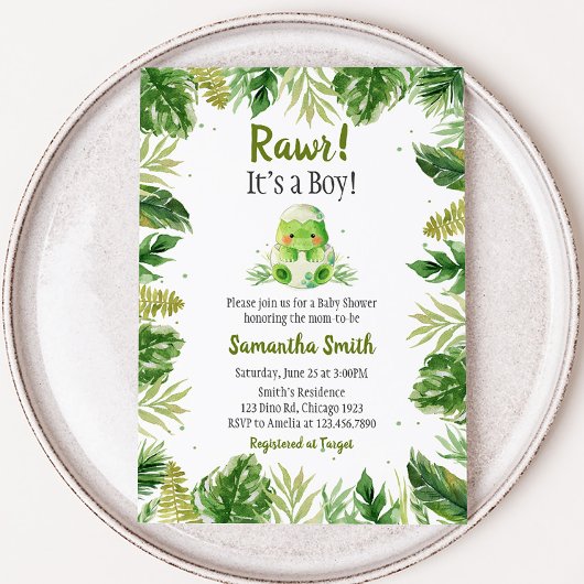 Dinosaur Baby shower Kaart