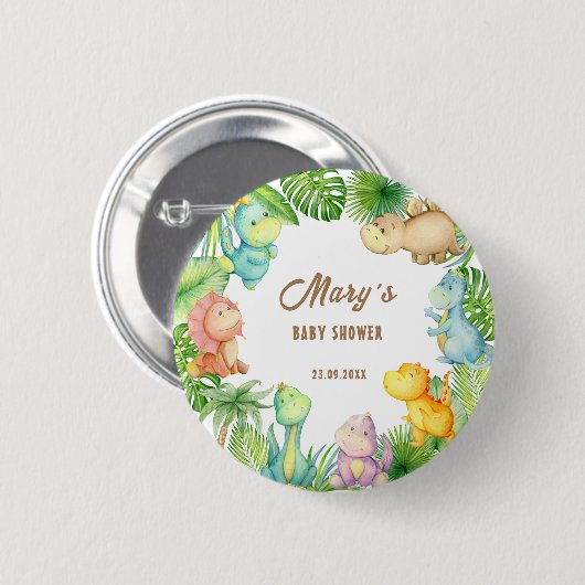 Dinosaur Baby shower Ronde Button 5,7 Cm (Voorkant /achterkant)