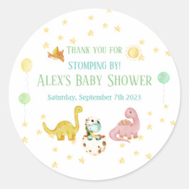Dinosaur Baby shower Ronde Sticker