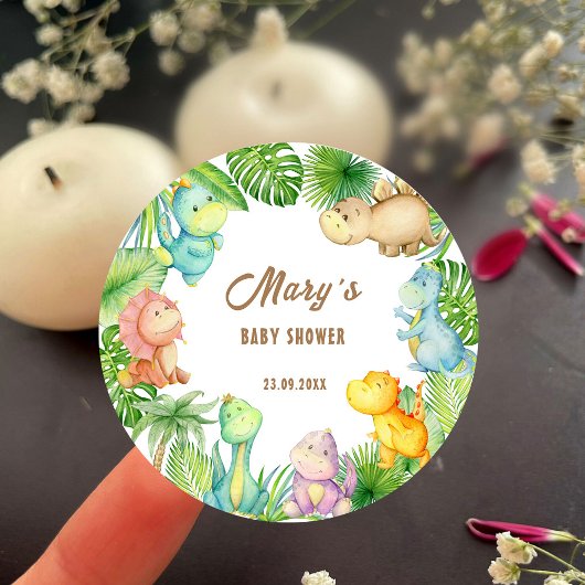 Dinosaur Baby shower Ronde Sticker