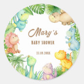 Dinosaur Baby shower Ronde Sticker (Voorkant)