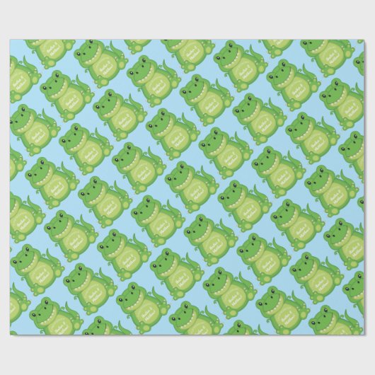 Dinosaur Baby shower T-Rex Cadeaupapier (Vlak)