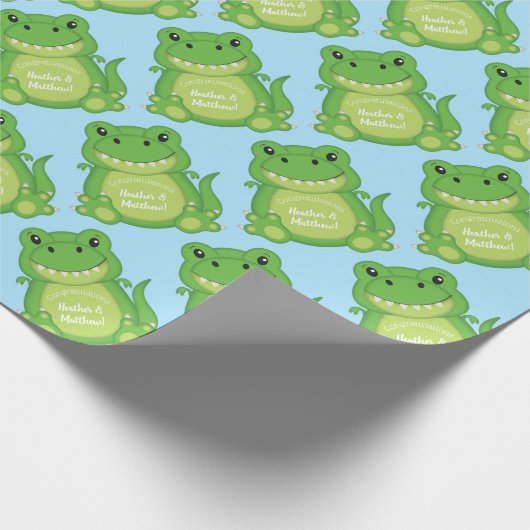 Dinosaur Baby shower T-Rex Cadeaupapier (Hoek)