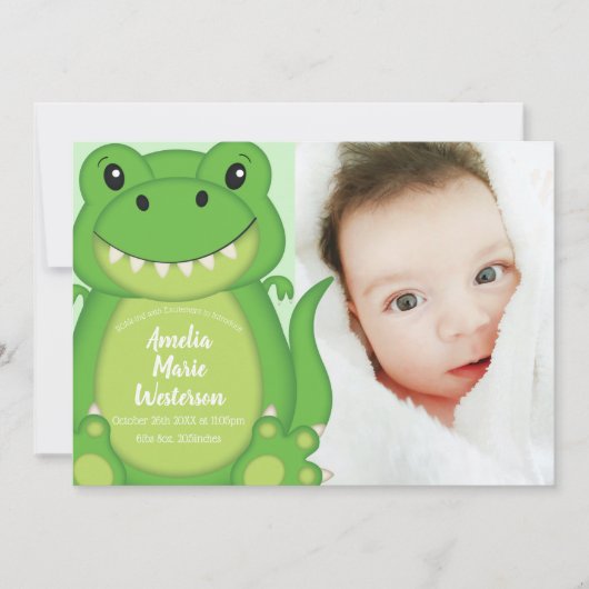 Dinosaur Baby shower T-Rex Kaart (Voorkant)