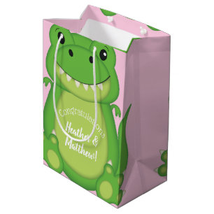 Dinosaur Baby shower T-Rex Pink Girl Medium Cadeauzakje