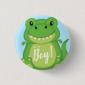 Dinosaur Baby shower T-Rex Ronde Button 3,2 Cm (Voorkant)