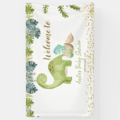 Dinosaur Baby shower - Teken met grote banner (Verticaal)
