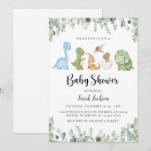 Dinosaur Baby Shower-uitnodigingen Kaart (Voorkant / Achterkant)
