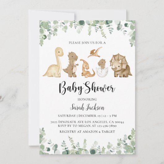 Dinosaur Baby Shower-uitnodigingen Kaart (Voorkant)