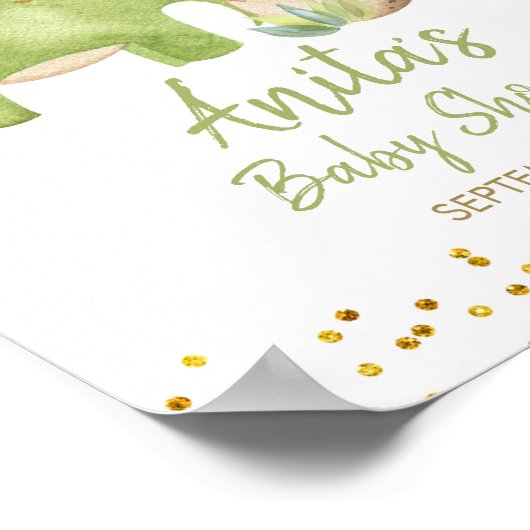 Dinosaur Baby shower Welkomstteken Poster (Hoek)