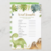 Dinosaur Baby shower Word Scramble Game (Voorkant / Achterkant)