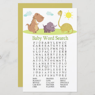 Dinosaur Baby shower Word Search Game