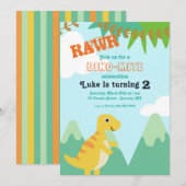 Dinosaur Baby verjaardagsfeestje Kaart (Voorkant / Achterkant)