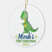 Dinosaur Baby's eerste kerstOrnament Keramisch Ornament (Links)