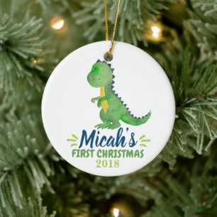 Dinosaur Baby's eerste kerstversiering Keramisch Ornament