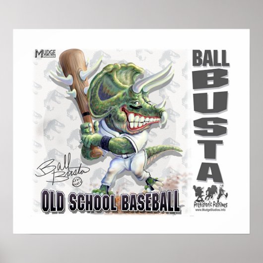 Dinosaur Ball Busta honkbal Poster (Voorkant)
