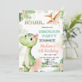 Dinosaur ballerina birthday party invitation (Debout devant)