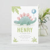 Dinosaur Balloon Kind - Uitnodiging om dag (Staand voorkant)
