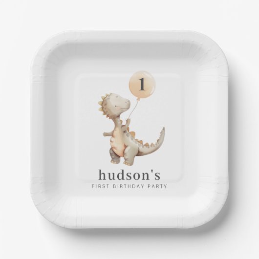 Dinosaur Balloon Papieren Bordje (Voorkant)