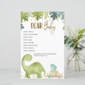 Dinosaur Bébé Voeux pour Baby shower Cartes de Jeu (Debout devant)