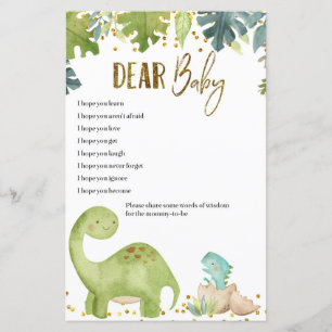 Dinosaur Bébé Voeux pour Baby shower Cartes de Jeu