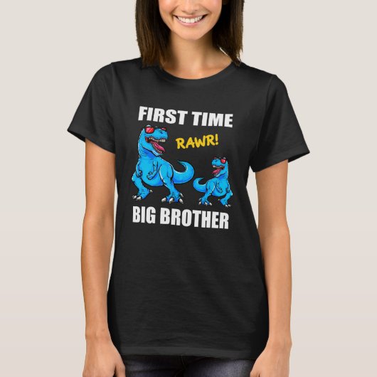 Dinosaur Big Bro  Baby Announcement First Time Bro T-shirt (Voorkant)