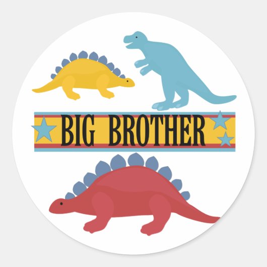 Dinosaur Big Brother Ronde Sticker (Voorkant)