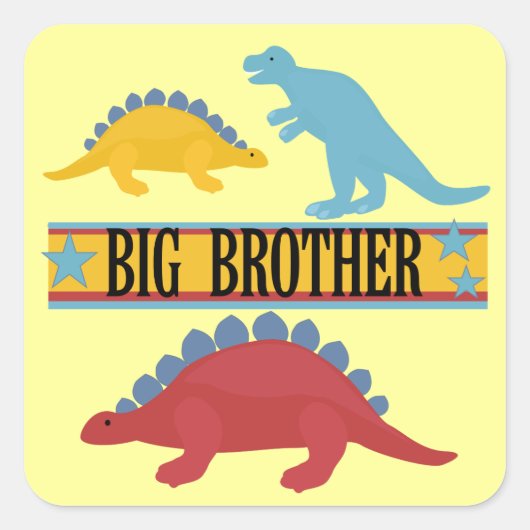 Dinosaur Big Brother Vierkante Sticker (Voorkant)