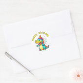 Dinosaur bij een partij ronde sticker (Envelop)