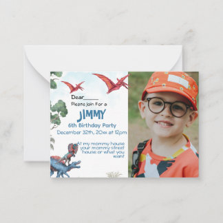 Dinosaur Birthday Boy Child Invitation Notitiekaartje