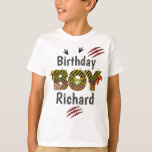 Dinosaur Birthday Boy | T-shirt sur mesure<br><div class="desc">Célébrez l'anniversaire avec ce t-shirt spécial,  design personnalisé</div>