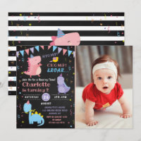 Dinosaur Birthday Chalkboard Pink Dino Party Foto