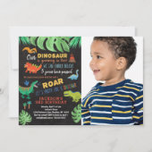 Dinosaur Birthday Dino Party Fotouitnodiging Kaart (Voorkant)