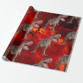 Dinosaur Birthday Fire Jurassic World Cadeaupapier (Uitgerold)