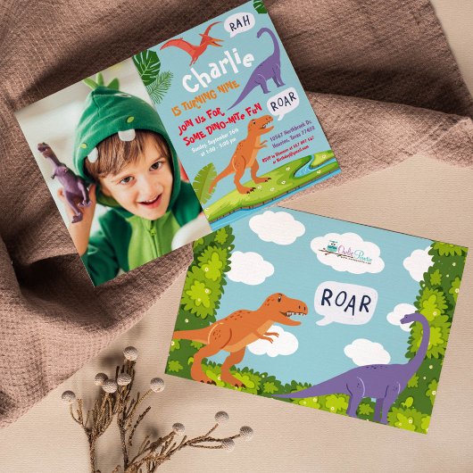 Dinosaur Birthday Fotouitnodiging Kaart