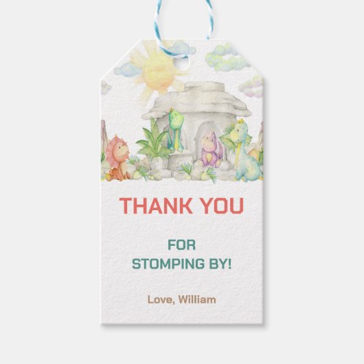 Dinosaur Birthday Gift Labels Cadeaulabel (Voorkant)