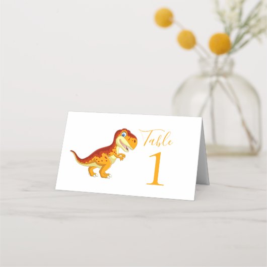 Dinosaur BIRTHDAY Gold Place Card (Voorkant)