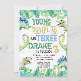 DINOSAUR BIRTHDAY INVITATIE VOOR DRIE JAAR OUDEN SAVE THE DATE