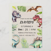 Dinosaur Birthday Invitation (Devant / Derrière)