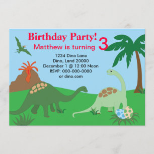 Dinosaur Birthday Invitation 5x7 Kaart