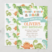 Dinosaur Birthday Invitation, Dino Invitation Kaart (Voorkant / Achterkant)