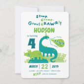 Dinosaur Birthday Invitation, dino jarig Kaart (Voorkant)