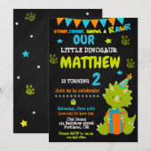 Dinosaur birthday invitation - Dino party invite (Devant / Derrière)